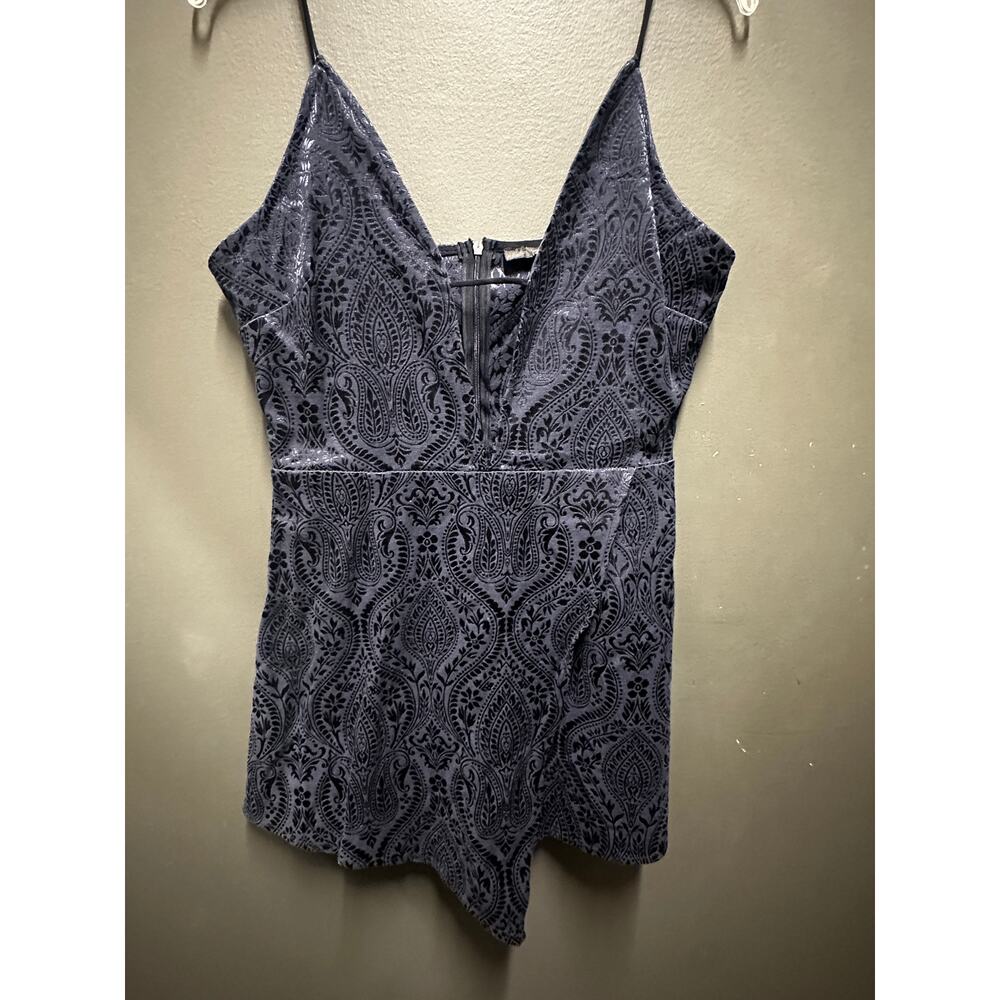 Missguided Paisley Skort Romper Whimsigoth Plunge Navy US 6